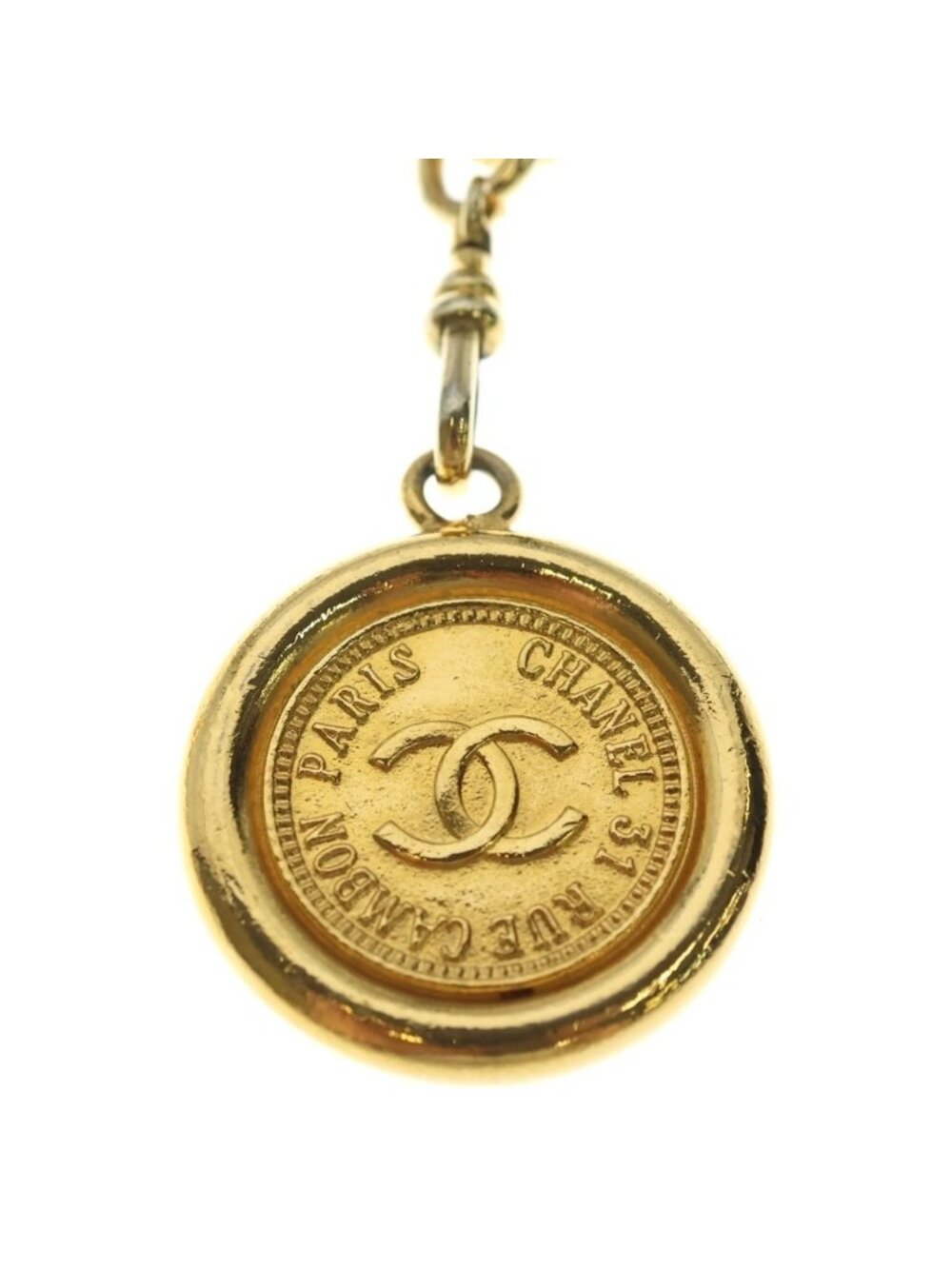 Chanel Cambon CC Logo Plate Leather Chain Belt Gold - Picture 5 of 6